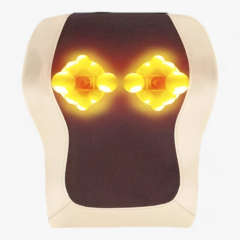 Shiatsu-Massagekissen beige, LED-Beleuchtung, ergonomisch, Nacken- und Rückenmassagegerät.