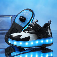 Kinderrollschuhe mit LED-Beleuchtung und abnehmbaren Rädern