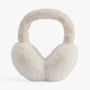 Weiße flauschige Ohrenschützer, Winteraccessoire, warm, modisch, Unisex.