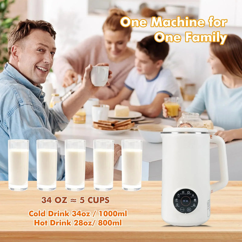 Weißer elektrischer Milchaufschäumer, 1000ml, für heiße und kalte Getränke, Familiennutzung.