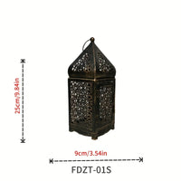 Antike Metalllaterne, orientalisches Design, 25 cm hoch, dekorative Beleuchtung, schwarz.