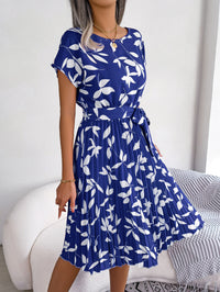 Blaues Bedrucktes Herbst-Midi-Kleid – Naomi