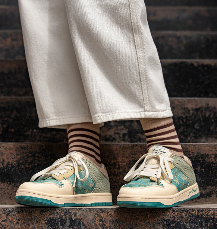 Stilvolle Unisex Kunst-Sneakers mit Mandelblüten-Print – Arta