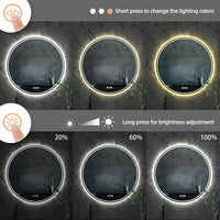 Runder LED-Spiegel mit dimmbarer Beleuchtung, Touch-Bedienung, Badezimmer, modern, energiesparend.