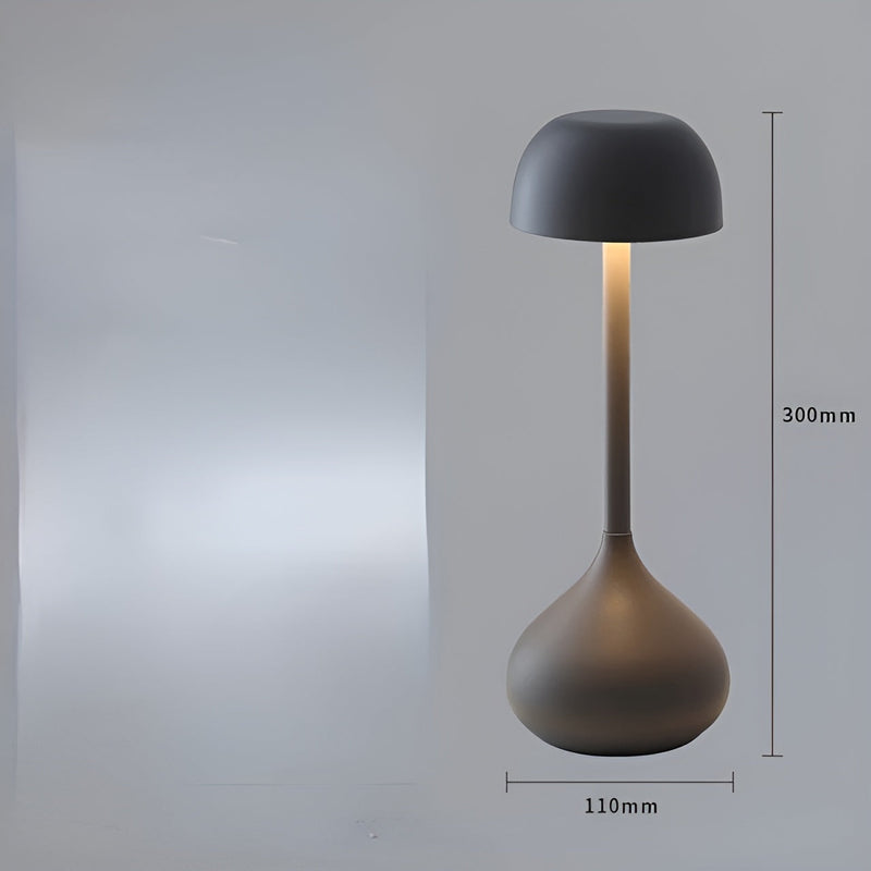 Moderne graue Tischlampe, LED, 300mm hoch, minimalistisches Design, Innenbeleuchtung.