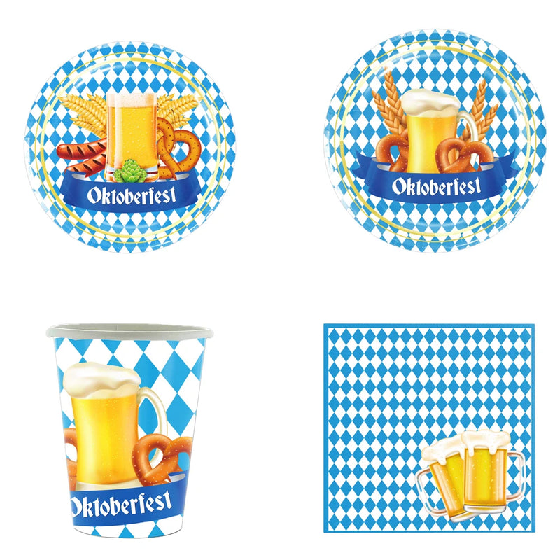 Einweg-Partygeschirr Set im Oktoberfest-Design (inkl. Tischdecke) – GaudiSet Oktoberfest 2025