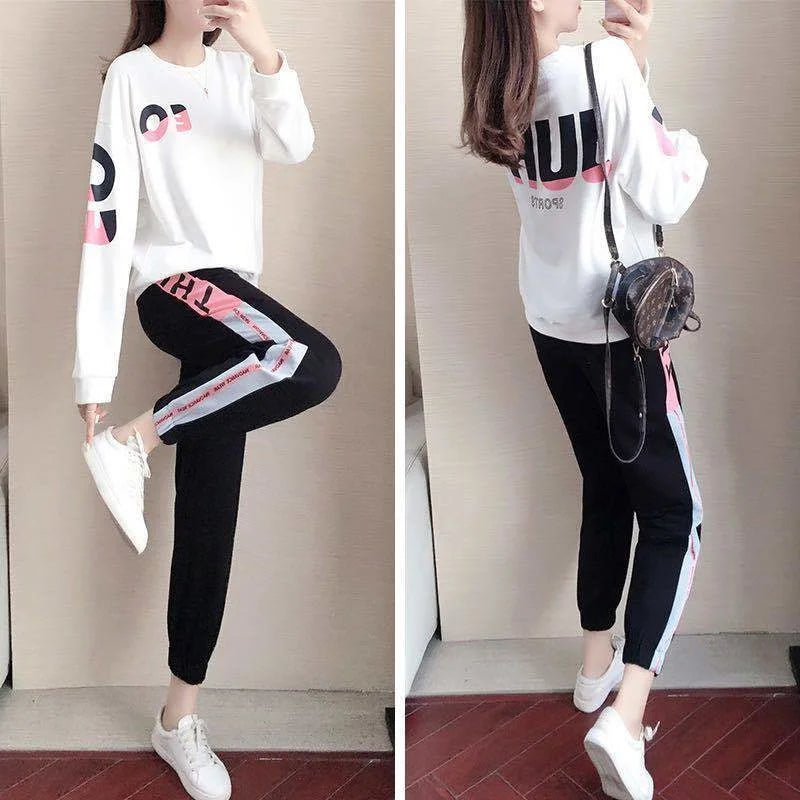 Damen Trainingsanzug Zweiteilige Set mit Sweater und Hose – Leona