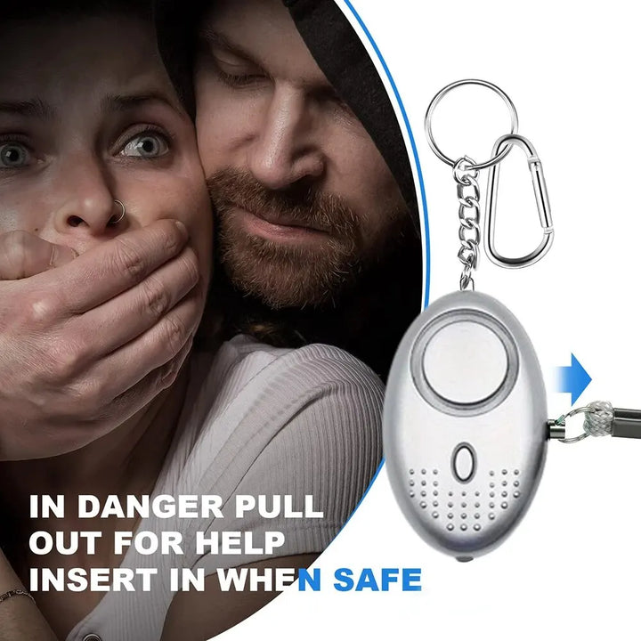 Persönlicher Alarm Schlüsselanhänger, silber, Sicherheitsgerät, Notfall, Selbstverteidigung.