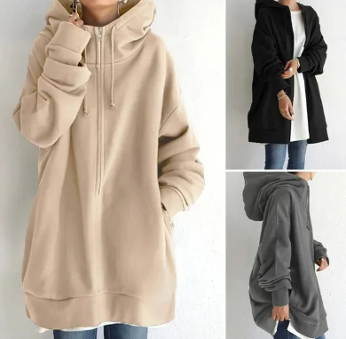 Oversized Damen-Hoodie mit Reißverschluss und Kapuze – Herbstzauber Meliora
