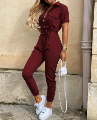 Trendiger Retro-Jumpsuit mit Knopfleiste – Herbstzauber Velia