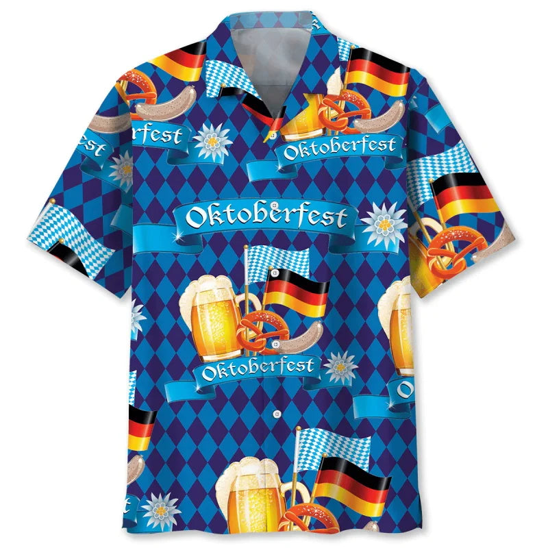 Hawaii-Hemd mit Bier- & Brezn-Muster – FeierLaune Oktoberfest 2025