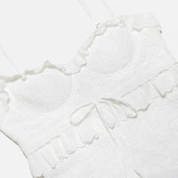 Stilvolles Besticktes Camisole Maxikleid in Weiß – Alina