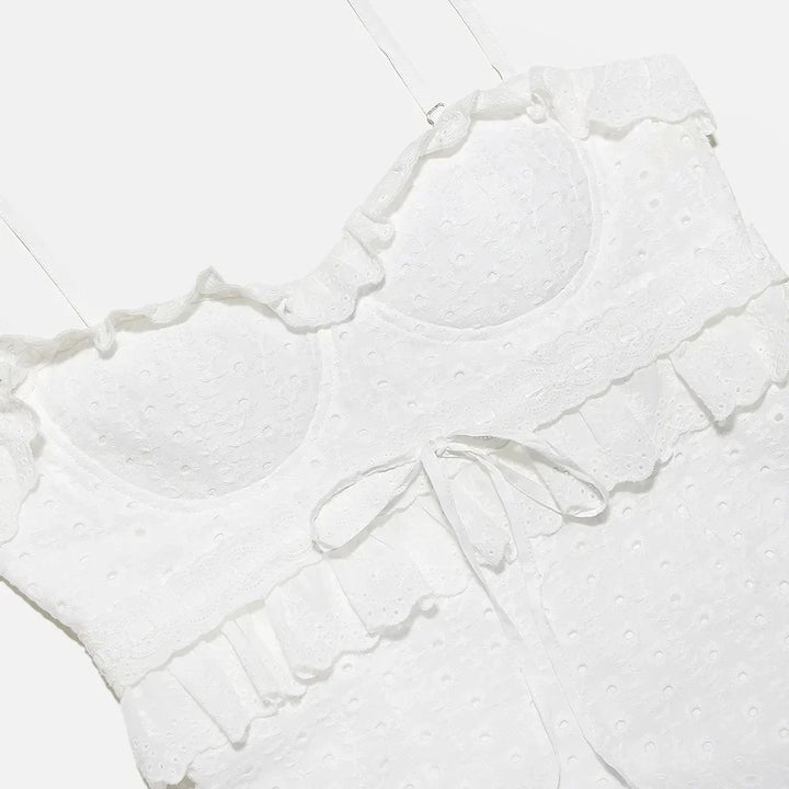 Stilvolles Besticktes Camisole Maxikleid in Weiß – Alina