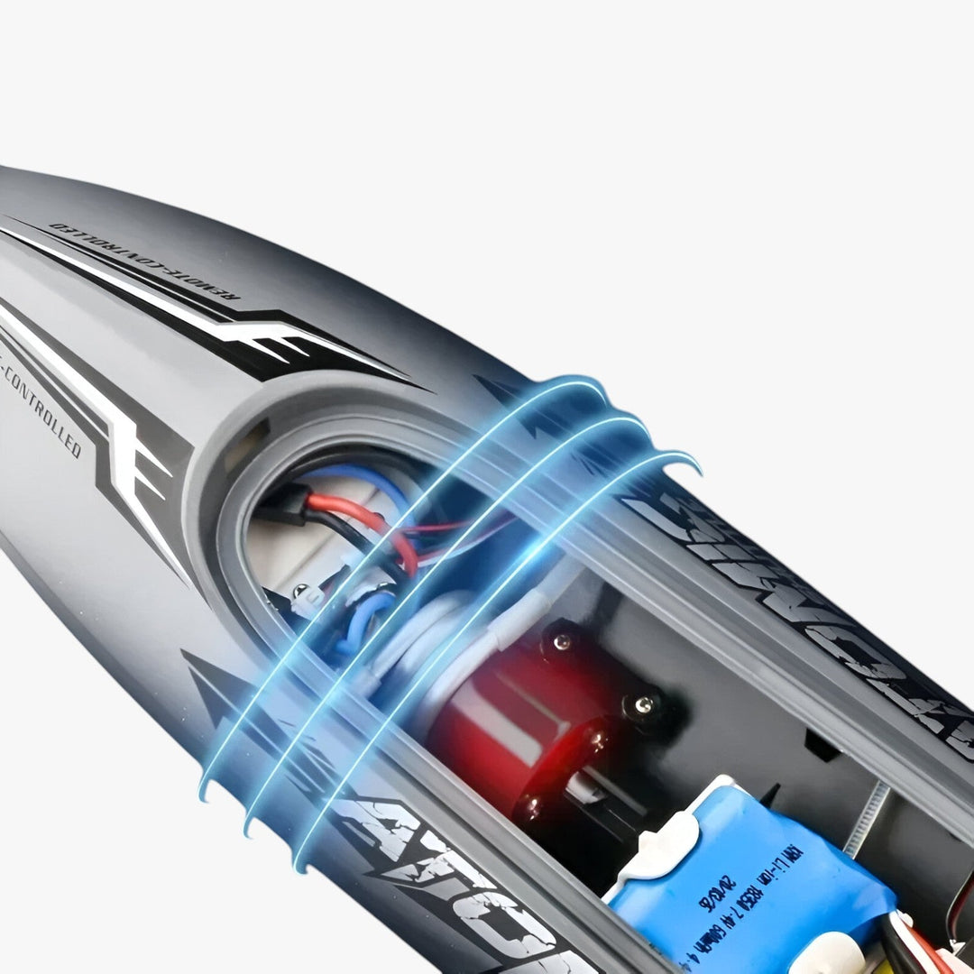 Hochleistungs-Rennboot AquaX – RC-Speedboot mit Wasserkühlung & Auto-Reset