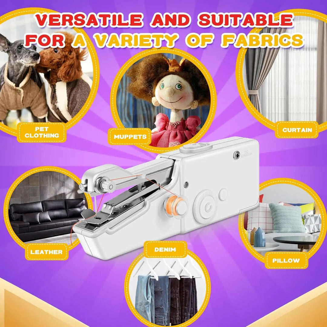 Tragbare Nähmaschine, weiß, für Stoffe wie Leder, Denim, Vorhänge, Kissen, Haustierkleidung.