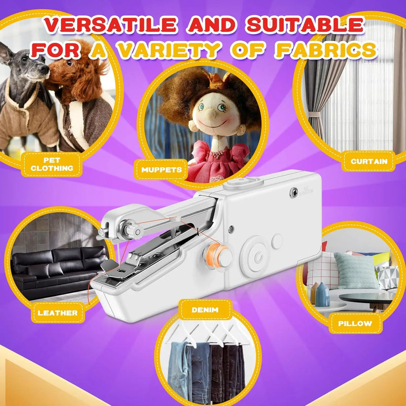 Tragbare Nähmaschine, weiß, für Stoffe wie Leder, Denim, Vorhänge, Kissen, Haustierkleidung.