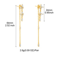 Goldene Ohrringe mit Zirkonia, 64mm lang, 2,6g, elegantes Design, Schmuck für Damen.