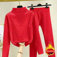 Zweiteilige Damen Winter Set mit Fleecepullover und Hose – Eva