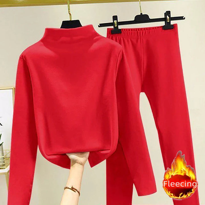 Zweiteilige Damen Winter Set mit Fleecepullover und Hose – Eva