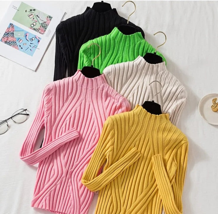 Damen Strickpullover mit Rollkragen und langen Ärmeln – Elodie