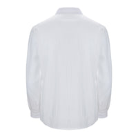 Weiße Herrenhemd Rückansicht, langärmelig, klassischer Kragen, Baumwolle.