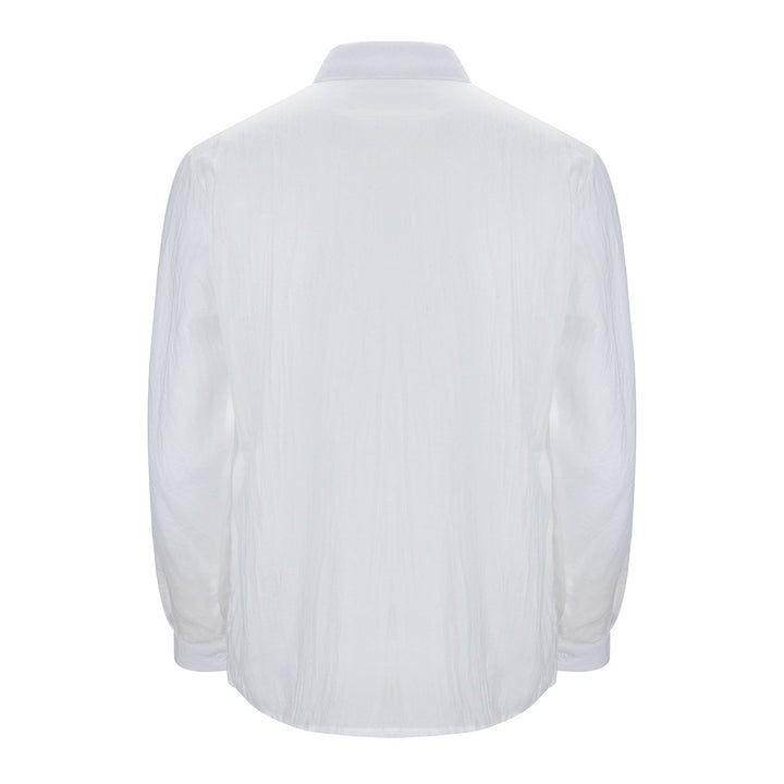 Weiße Herrenhemd Rückansicht, langärmelig, klassischer Kragen, Baumwolle.