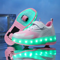Kinderrollschuhe mit LED-Beleuchtung und abnehmbaren Rädern