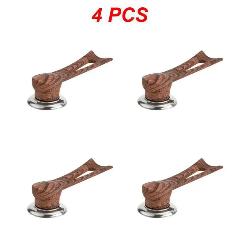 4 Stück Holzoptik Türgriffe, braun, ergonomisch, modern, Edelstahlbasis