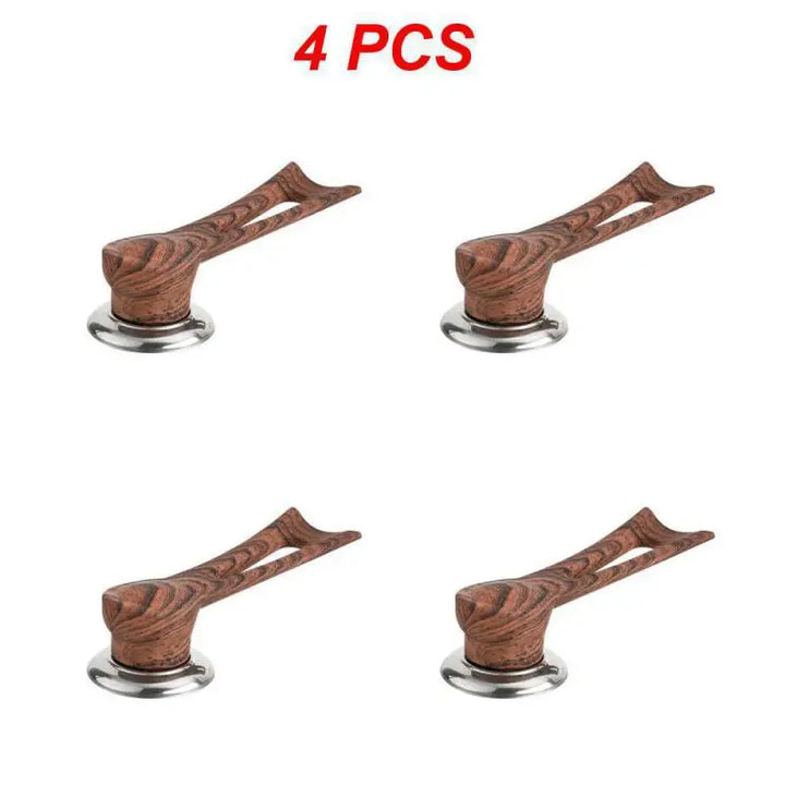 4 Stück Holzoptik Türgriffe, braun, ergonomisch, modern, Edelstahlbasis