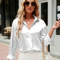 Herbstlich satiniert elegante Damenbluse – Mireille