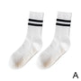 Weiße Sportsocken mit schwarzen Streifen, rutschfest, atmungsaktiv, Unisex.