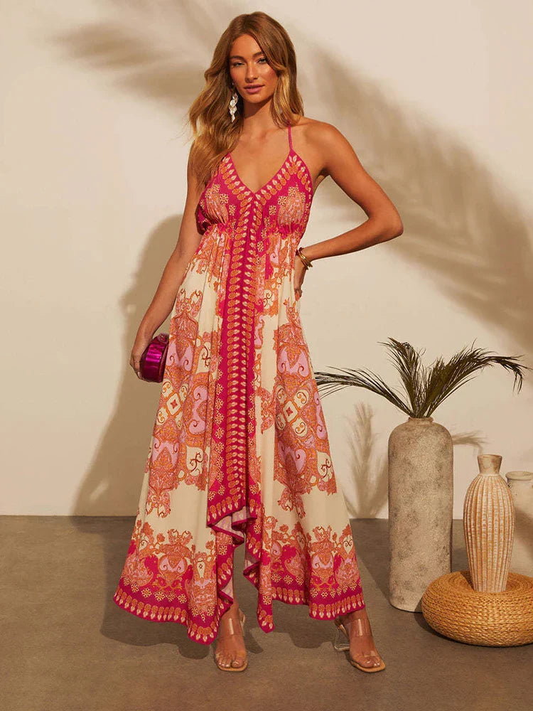 Luftiges & Stylisches Boho-Maxikleid mit Halterneck für Damen – Naya