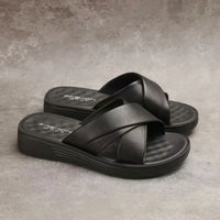 Damen Wedge-Slipper aus Lederimitat mit offener Zehenpartie – Cassy