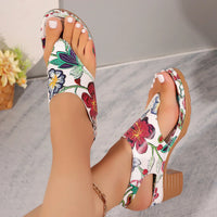 Bunte Damen Sandalen mit Blumenmuster und Blockabsatz – Yasmina