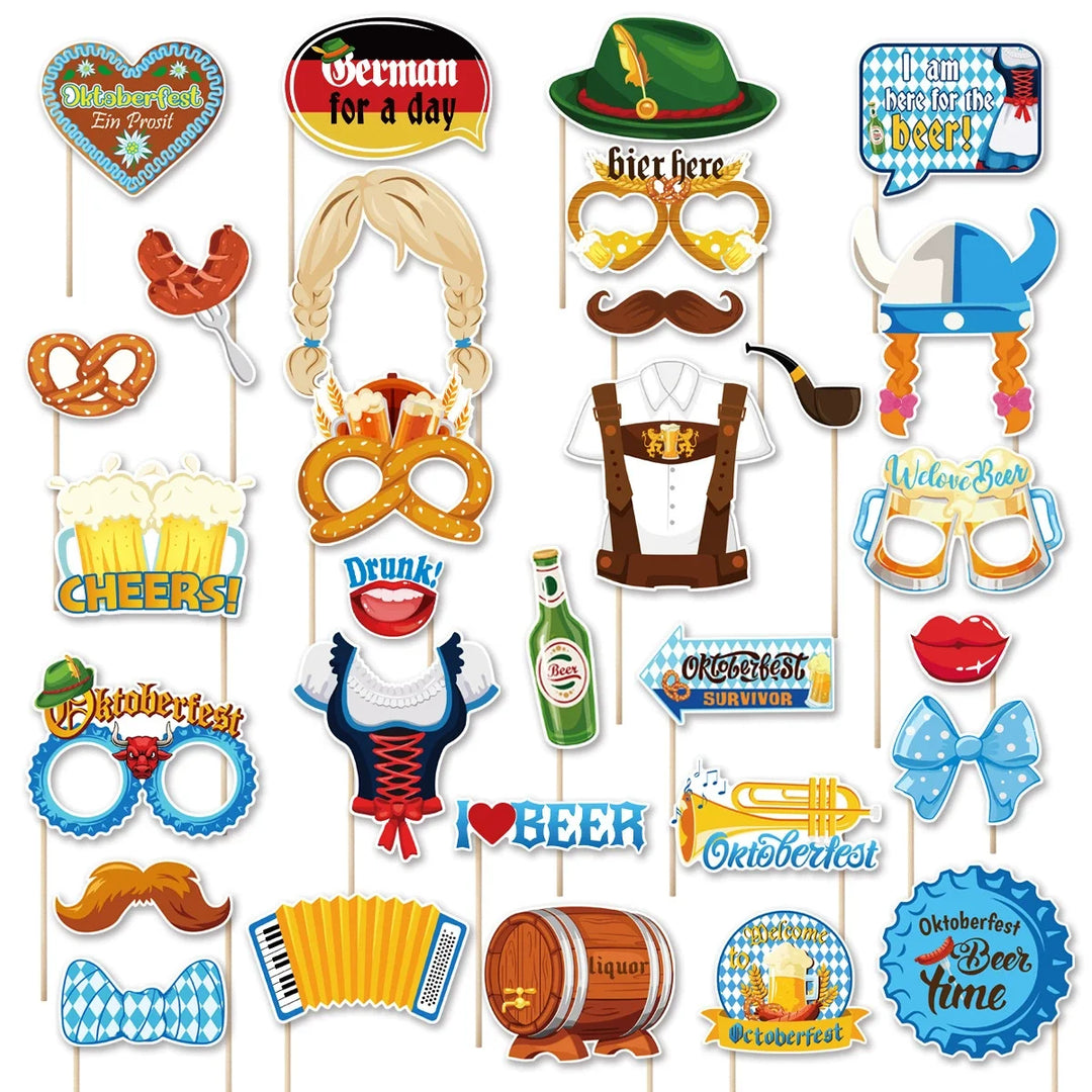 Foto-Requisiten Set im Oktoberfest-Design (30-teilig)- 1+1 Gratis – GaudiSpaß Oktoberfest 2025