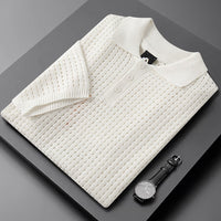 Weiße Luftige Herren Polo mit Feiner Strickstruktur – Herbstzauber Daan