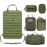 Grünes taktisches Molle-Taschen-Set, vielseitig, robust, ideal für Outdoor-Aktivitäten.