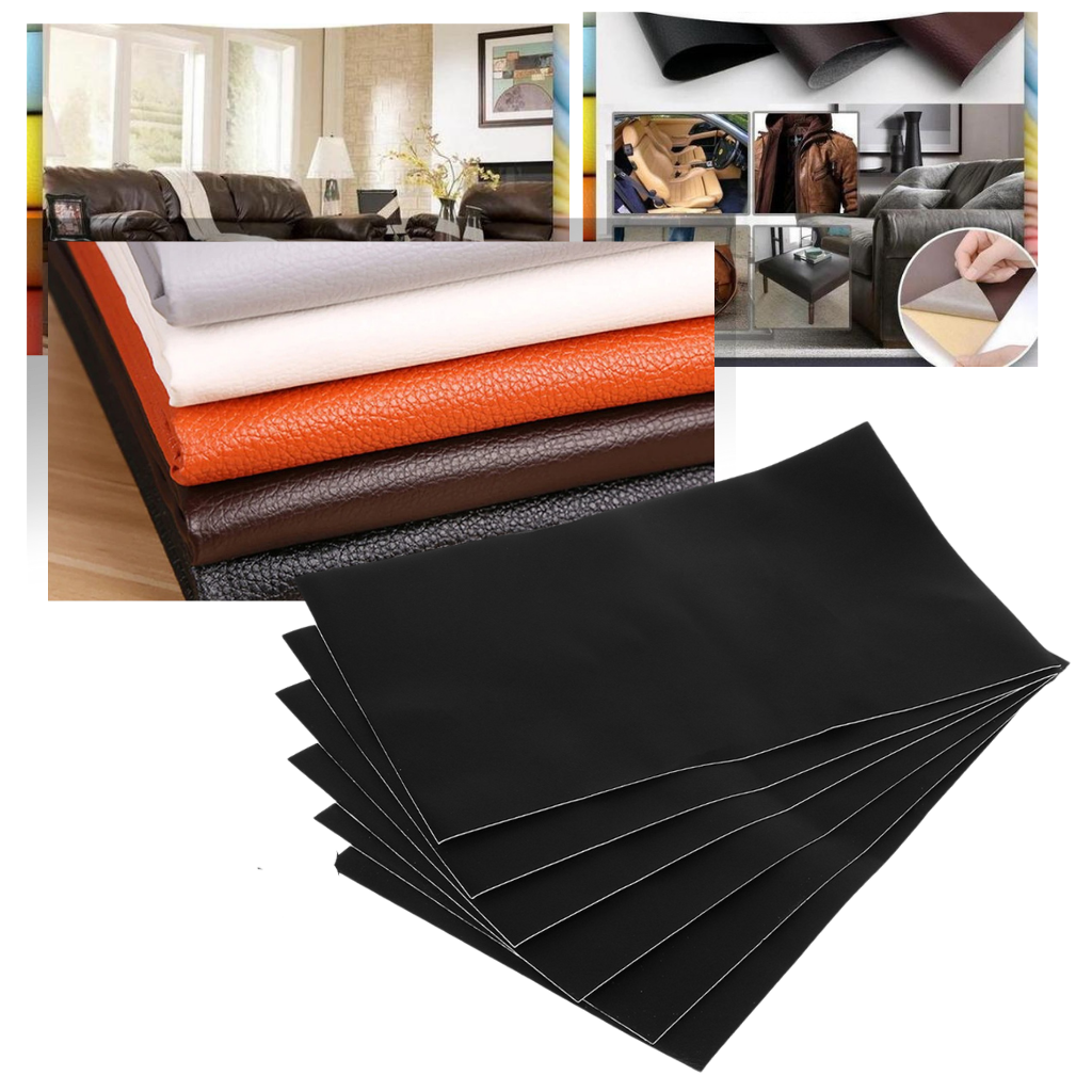 Schwarze selbstklebende Lederreparatur-Patches, vielseitig für Möbel und Autositze.