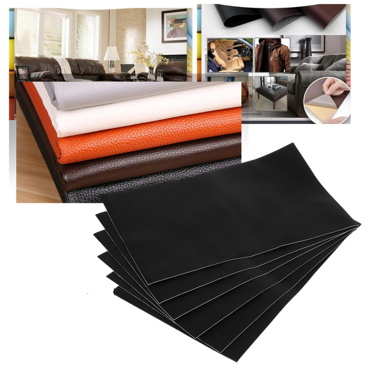 Schwarze selbstklebende Lederreparatur-Patches, vielseitig für Möbel und Autositze.
