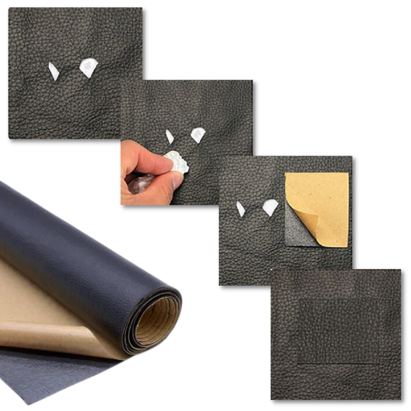 Selbstklebendes Lederreparatur-Patch, schwarz, einfach anzubringen, ideal für Möbelreparatur.