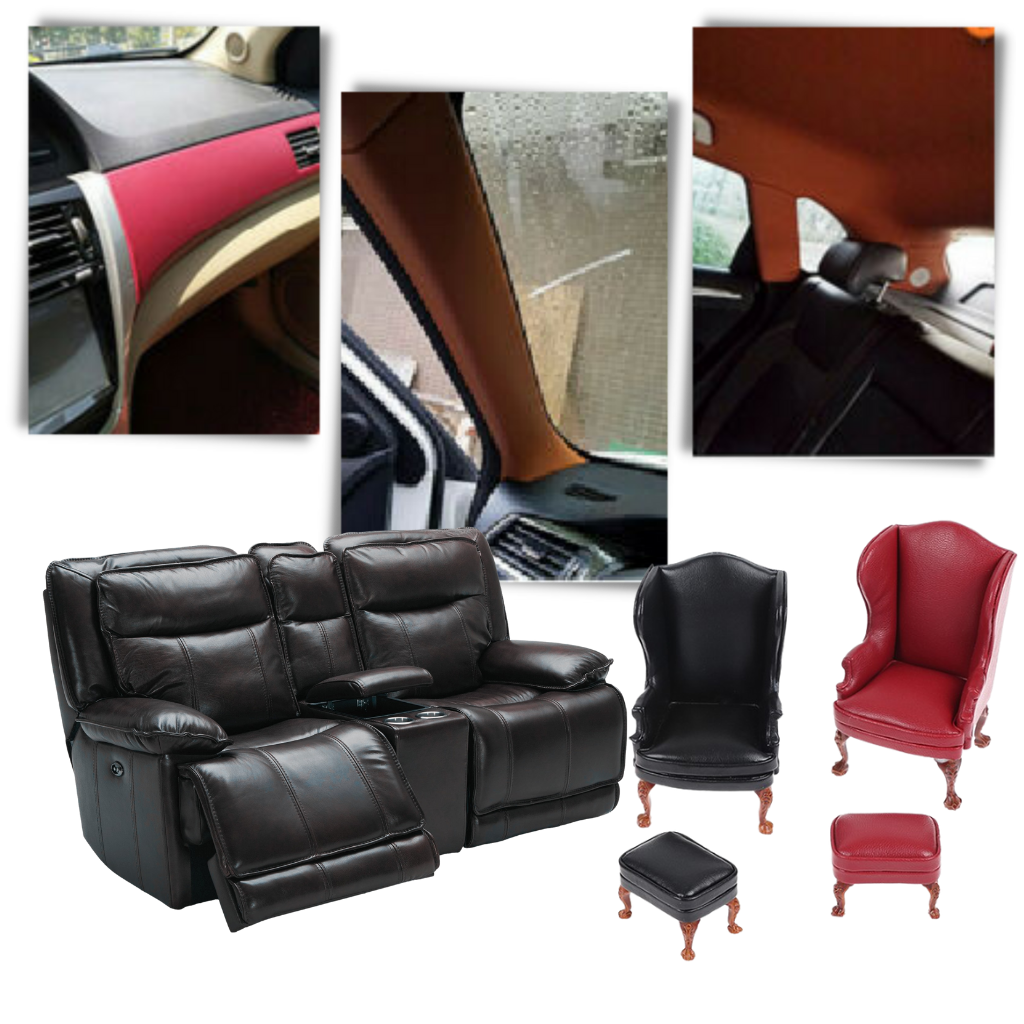 Selbstklebendes Lederreparatur-Patch, vielseitig, schwarz, rot, für Möbel und Autoinnenräume.