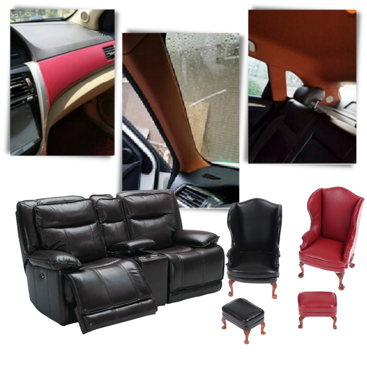 Selbstklebendes Lederreparatur-Patch, vielseitig, schwarz, rot, für Möbel und Autoinnenräume.