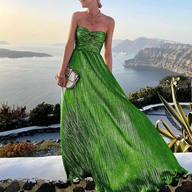 Maxi Sommerkleid mit V-Ausschnitt und Taill betont – Rosa