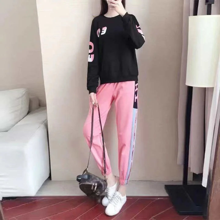 Damen Trainingsanzug Zweiteilige Set mit Sweater und Hose – Leona