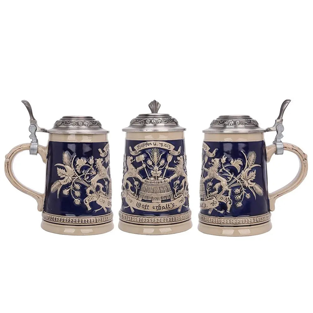 Bierkrug mit Relief & Zinndeckel (0,8 L) – BavariaKrug Oktoberfest 2025
