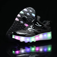 Kinderrollschuhe mit LED-Beleuchtung und abnehmbaren Rädern