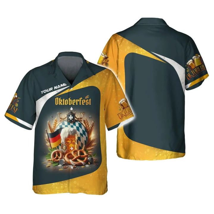 Hawaii-Hemd mit Bier- & Brezn-Muster – FeierLaune Oktoberfest 2025