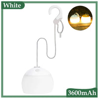 Weiße LED-Campinglampe mit Haken, 3600mAh Akku, tragbar, Outdoor-Beleuchtung.