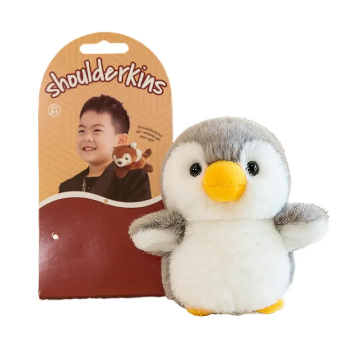 Plüsch-Pinguin mit Magnet, Schulterspielzeug, grau-weiß, Kinder, Geschenkidee.