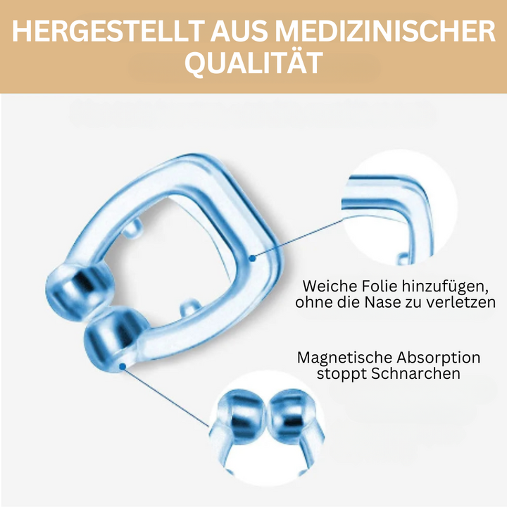 Medizinischer Nasenclip, blau, magnetisch, gegen Schnarchen, weiche Folie, hochwertige Qualität.